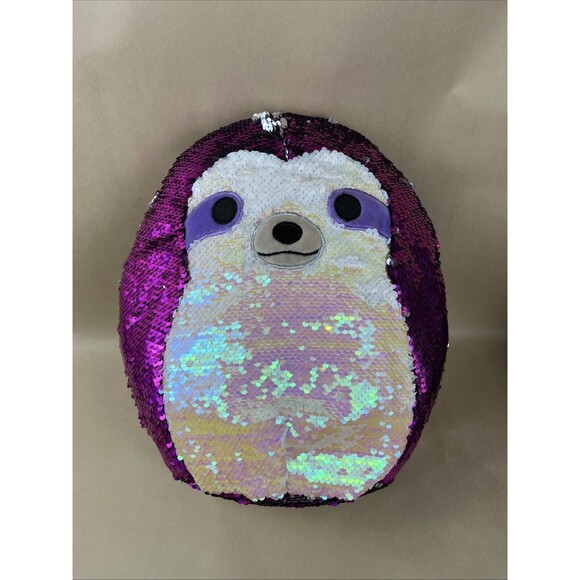 Kellytoy Squishmallows Sloth Plush Stuff Animal Reversible Sequin Pink Silver 14 - Picture 1 of 8